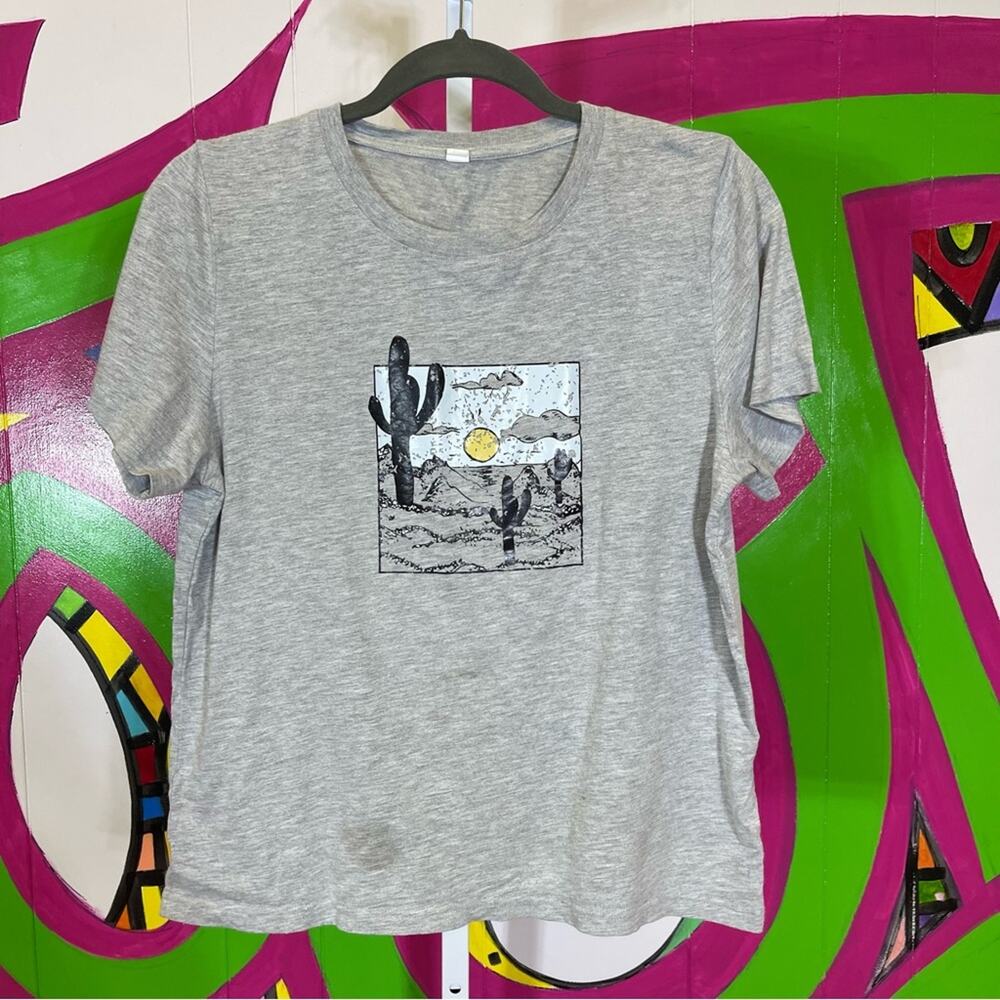 SHEIN, Graphic Tee with Desert Scene. Size Medium. Good used condition.
